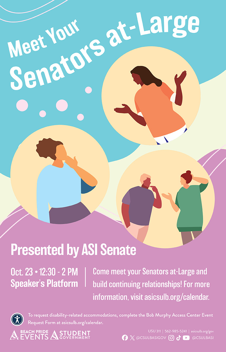 Meet your senators at large Oct. 23 from 12:30 to 2pm at Speakers Platform