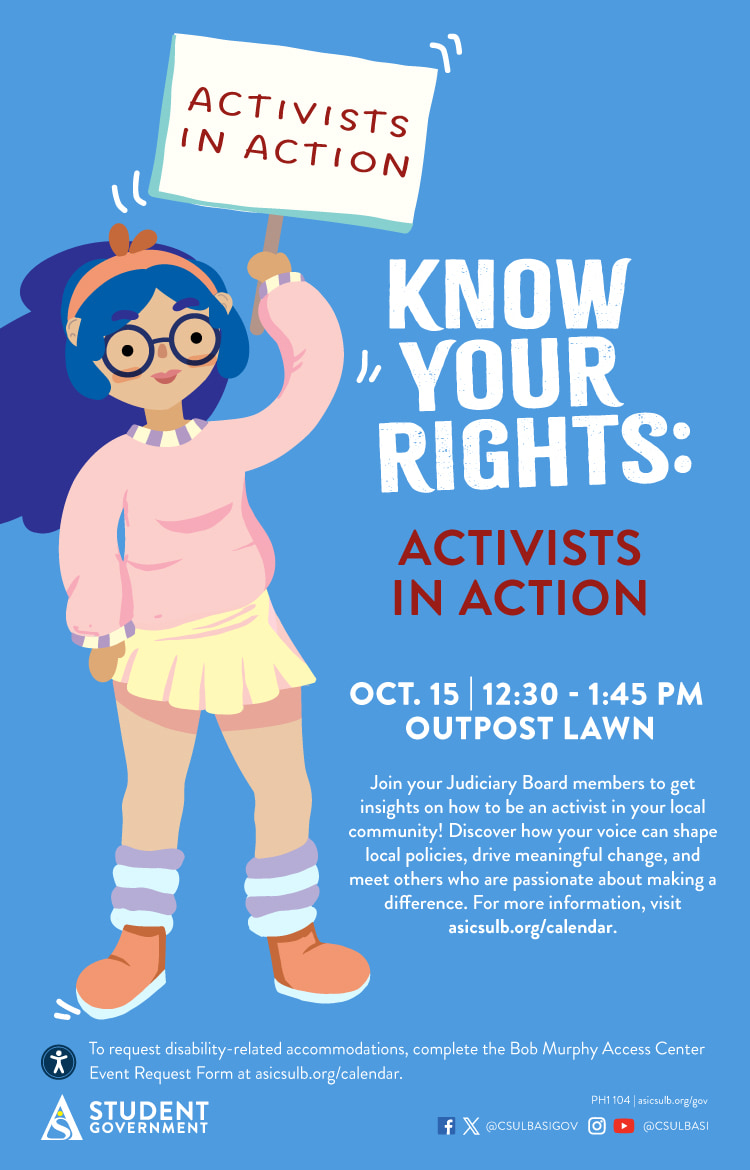 Know Your Rights: Beyond the Union, Locating Your Campus Resources
Sept. 22
12:30 to 1:30 p.m.
Horn Center (HC) 134