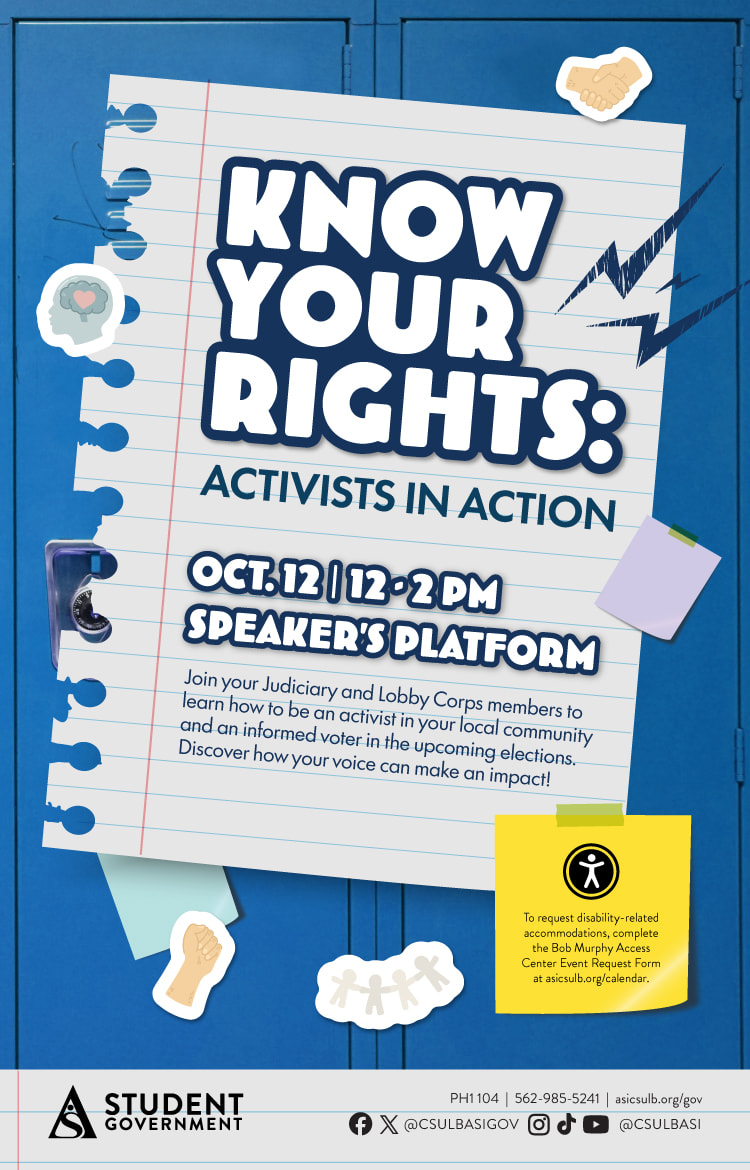 Know Your Rights: Activists in Action
Oct. 12
12 to 2 p.m.
Speaker’s Platform
