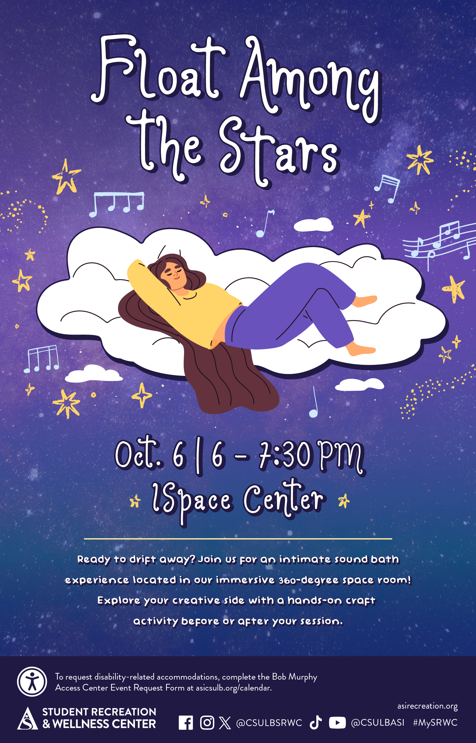 Float Among the StarsOct. 66 - 7:30 p.m.iSpace Center