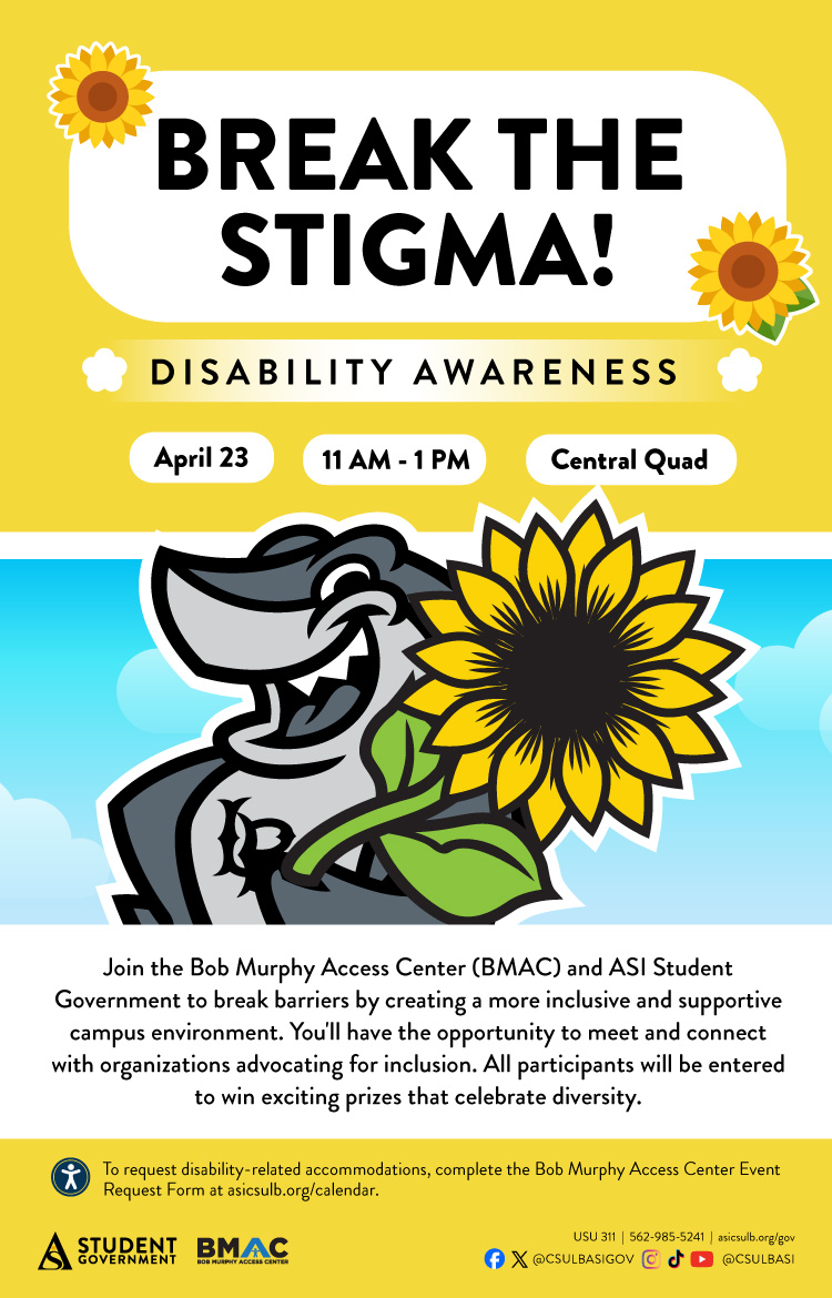 Break the Stigma
April 23
11 a.m. to 1 p.m.
Central Quad