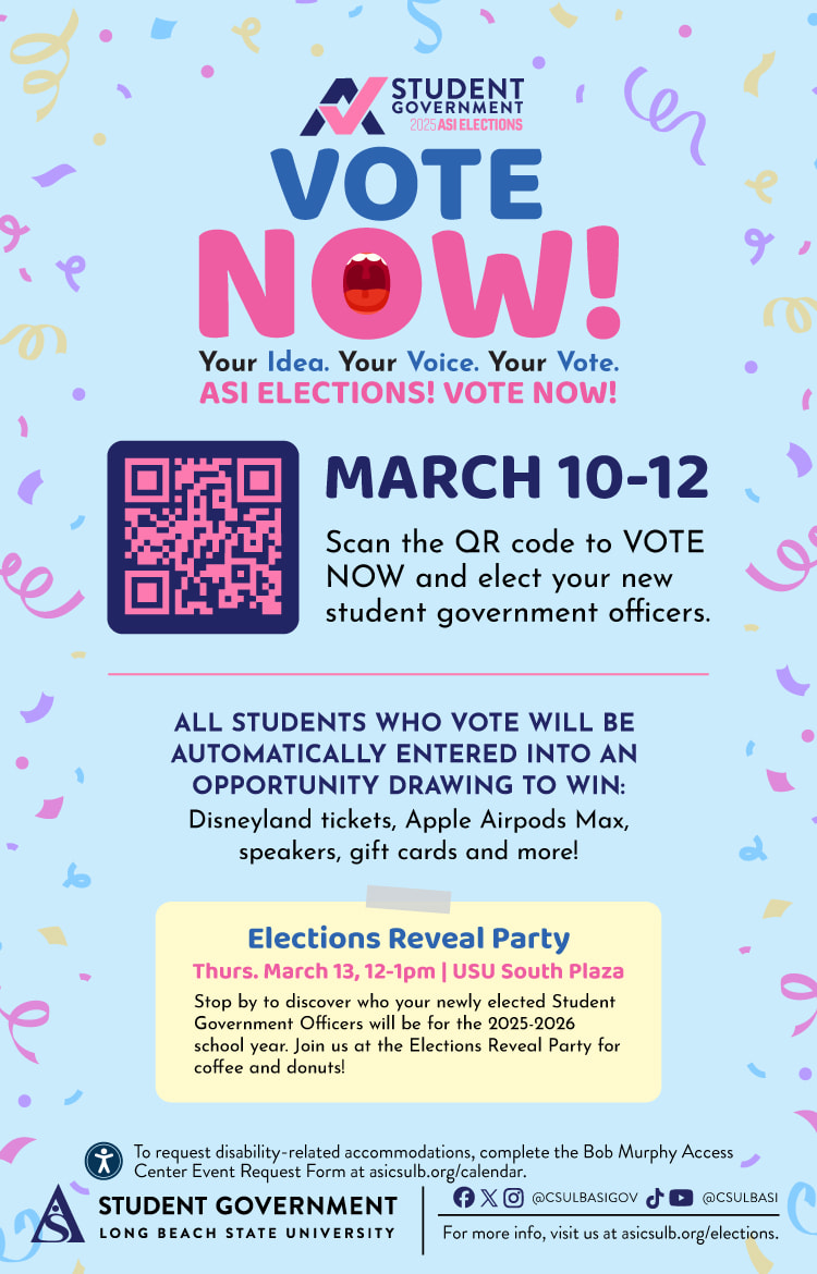 ASI Elections
March 10 to 12
All Day
Online