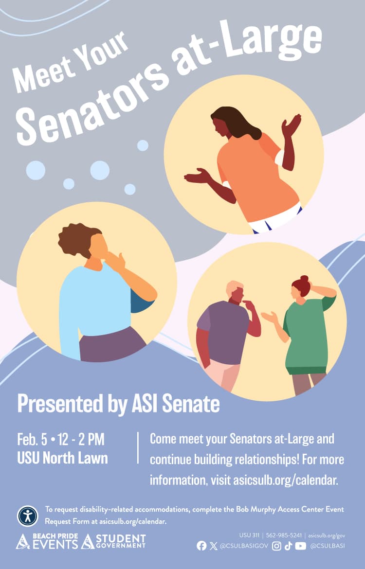 Meet Your Senators at-Large
Feb. 5
12 to 2 p.m.
USU North Lawn