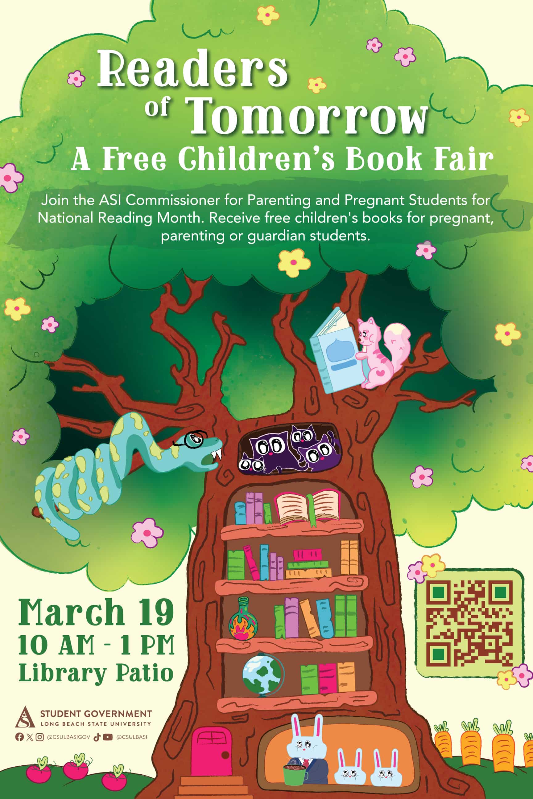 Readers of Tomorrow: A Free Children’s Book Fair
March 19
10 a.m. to 1 p.m.
Library Patio