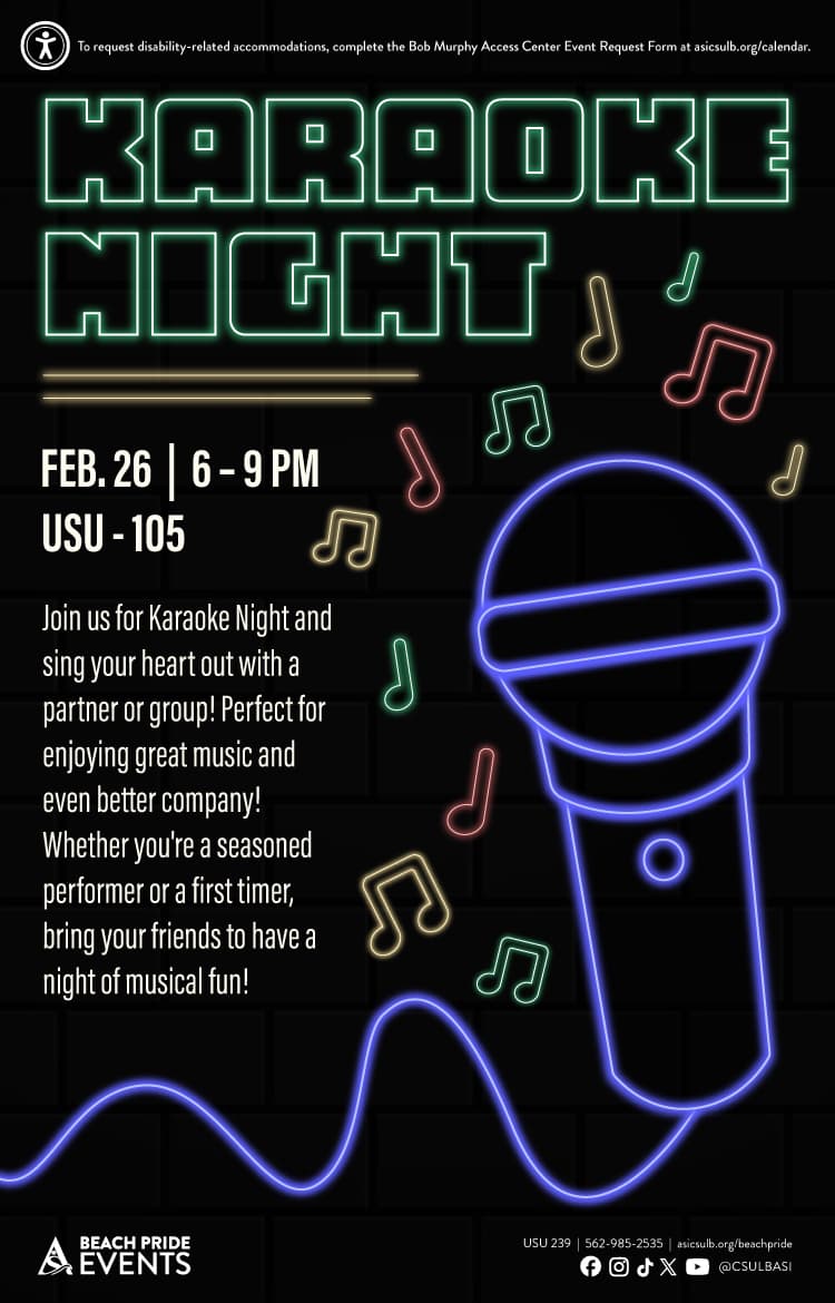 Karaoke Night      Feb. 26      6 to 9 p.m.      USU 105