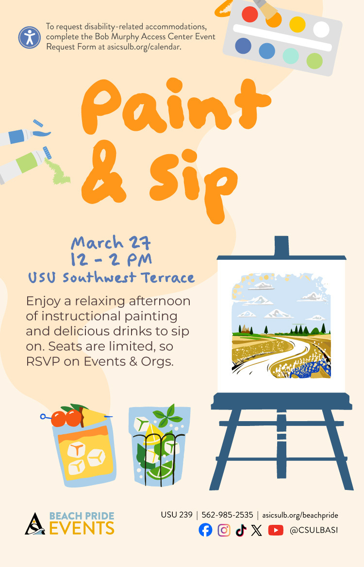 Paint & SipMarch 2712 to 2 p.m.USU Southwest Terrace