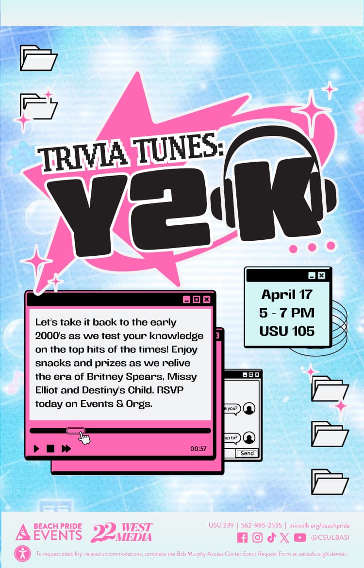 Trivia Tunes: Y2K      April 17      5 to 7 p.m.      USU 105