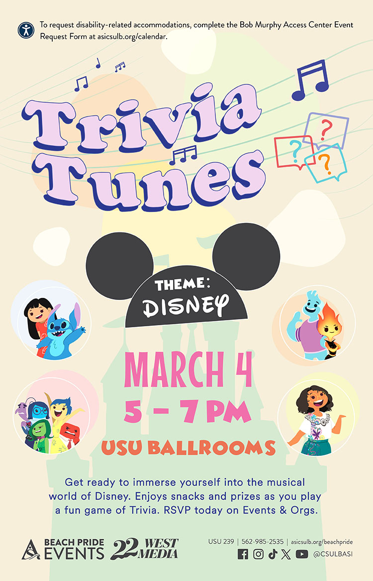 Trivia Tunes       March 4      5 to 7 p.m.      USU Ballrooms 