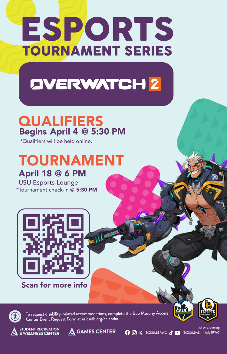 Esports Tournament: Overwatch 2 Tournament        April 18        6 p.m.        USU Esports Lounge