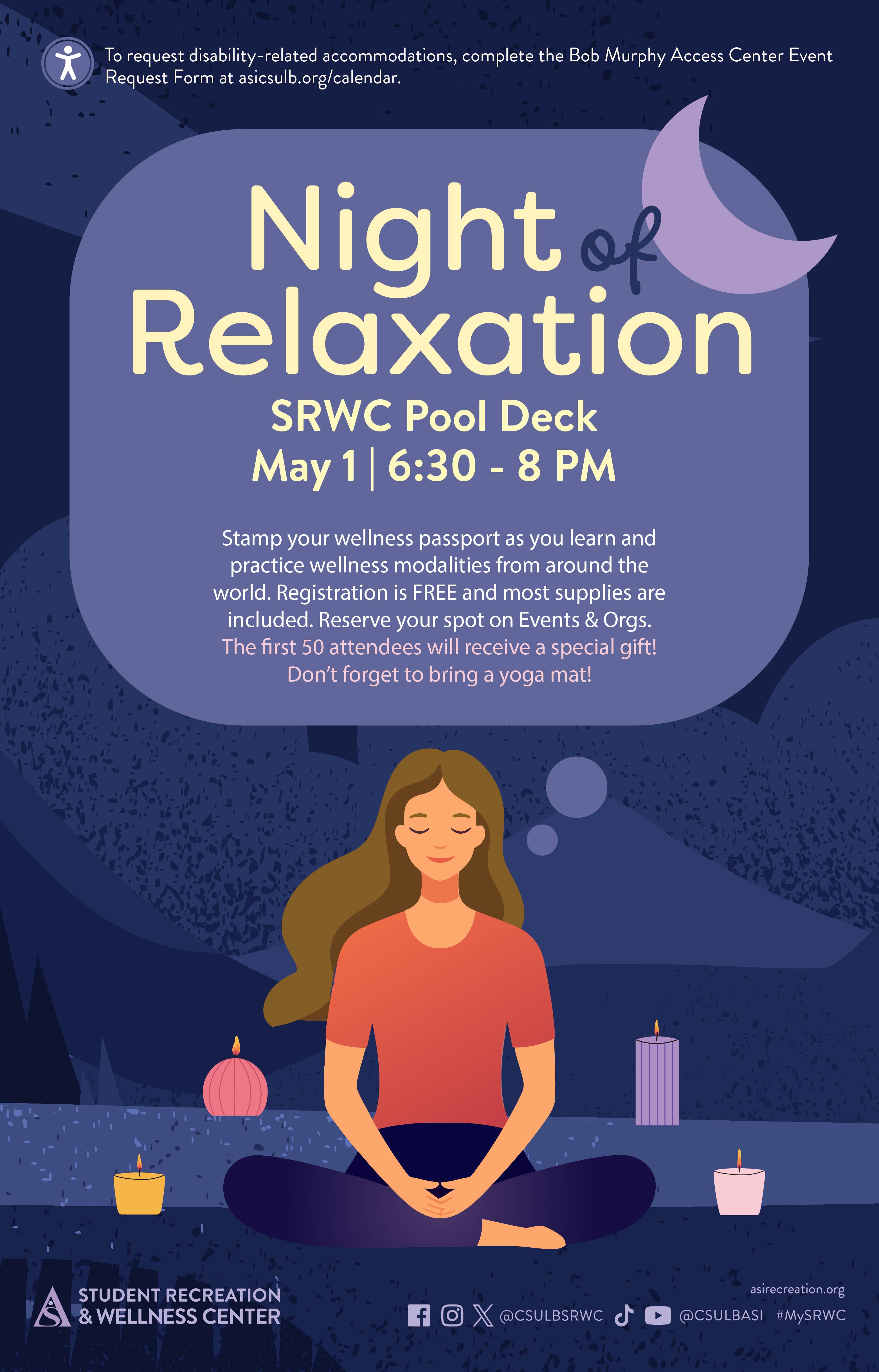 Paint & Sip
Night of Relaxation
May 1
6:30 to 8 p.m.
SRWC Pool Deck
