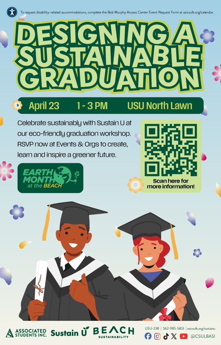 Designing a Sustainable Graduation          April 23          1 to 3 p.m.          USU North Lawn