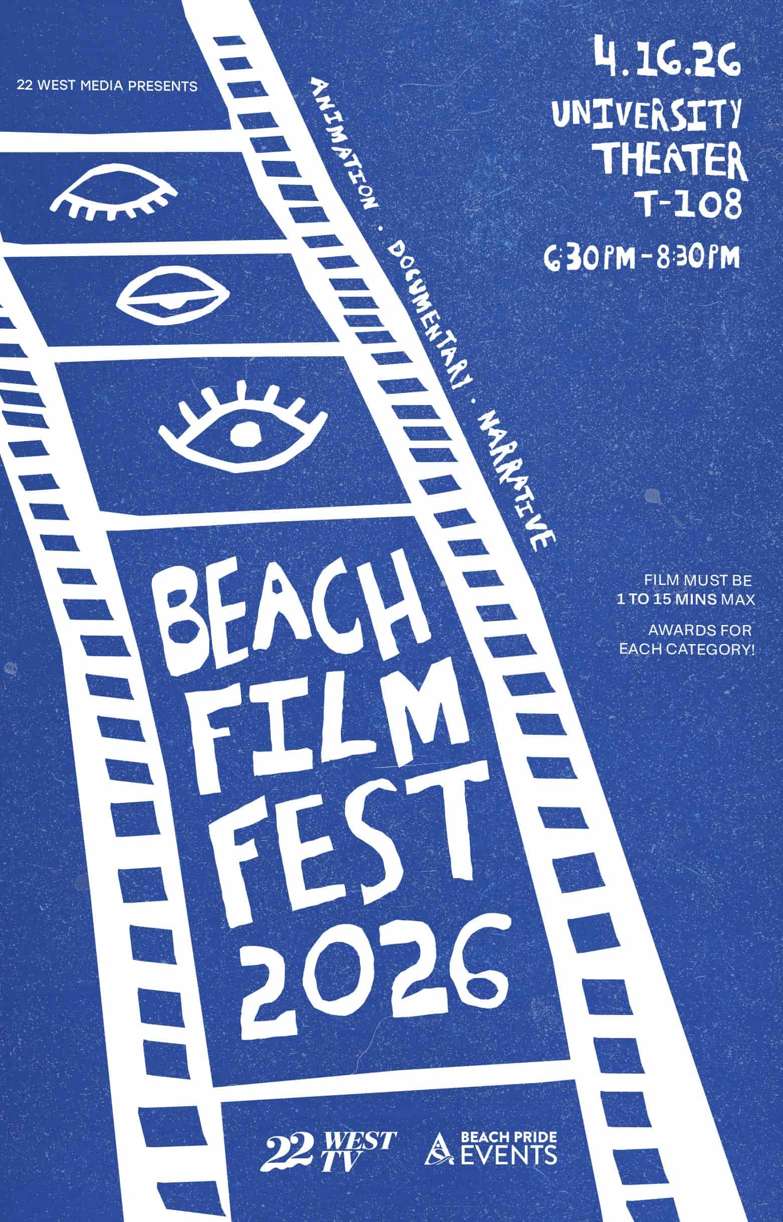 Beach Film Festival 2026
April 16
6:30 to 8:30 p.m.
University Theater 108