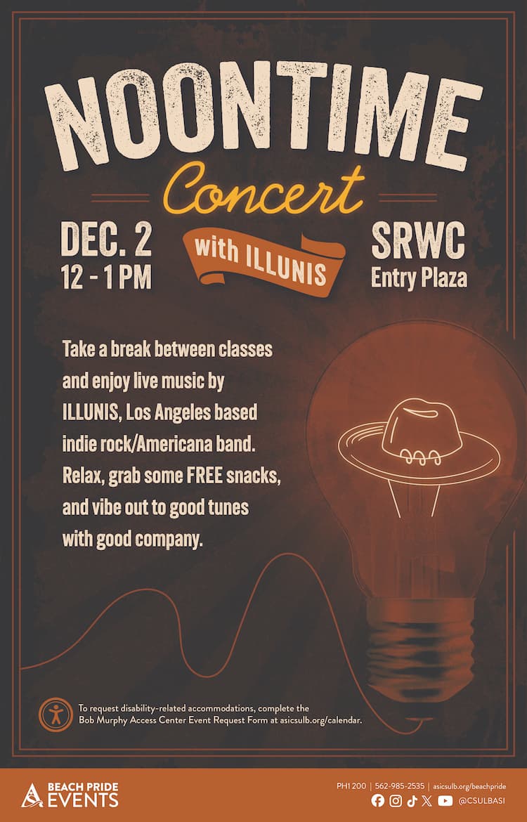 Noontime Concert: Illunis 
Dec. 2 
12 to 1 p.m. 
SRWC Entry Plaza