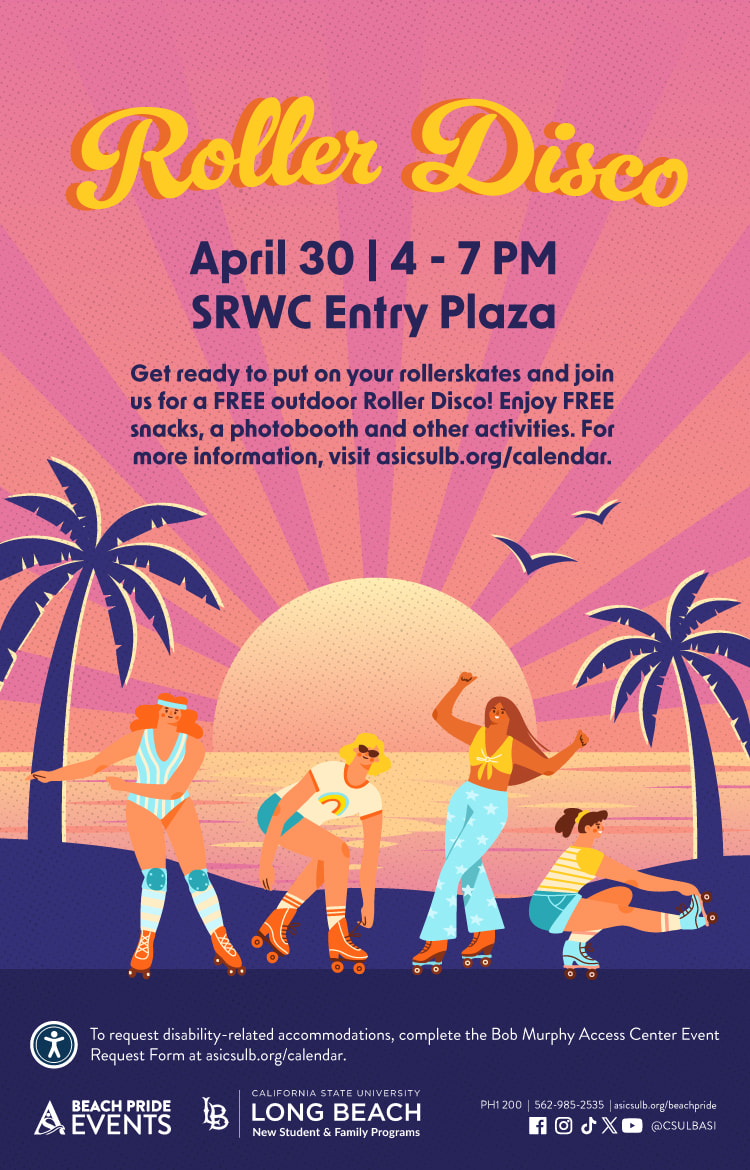 Roller Disco
April 30
4 to 7 p.m.
SRWC Entry Plaza
