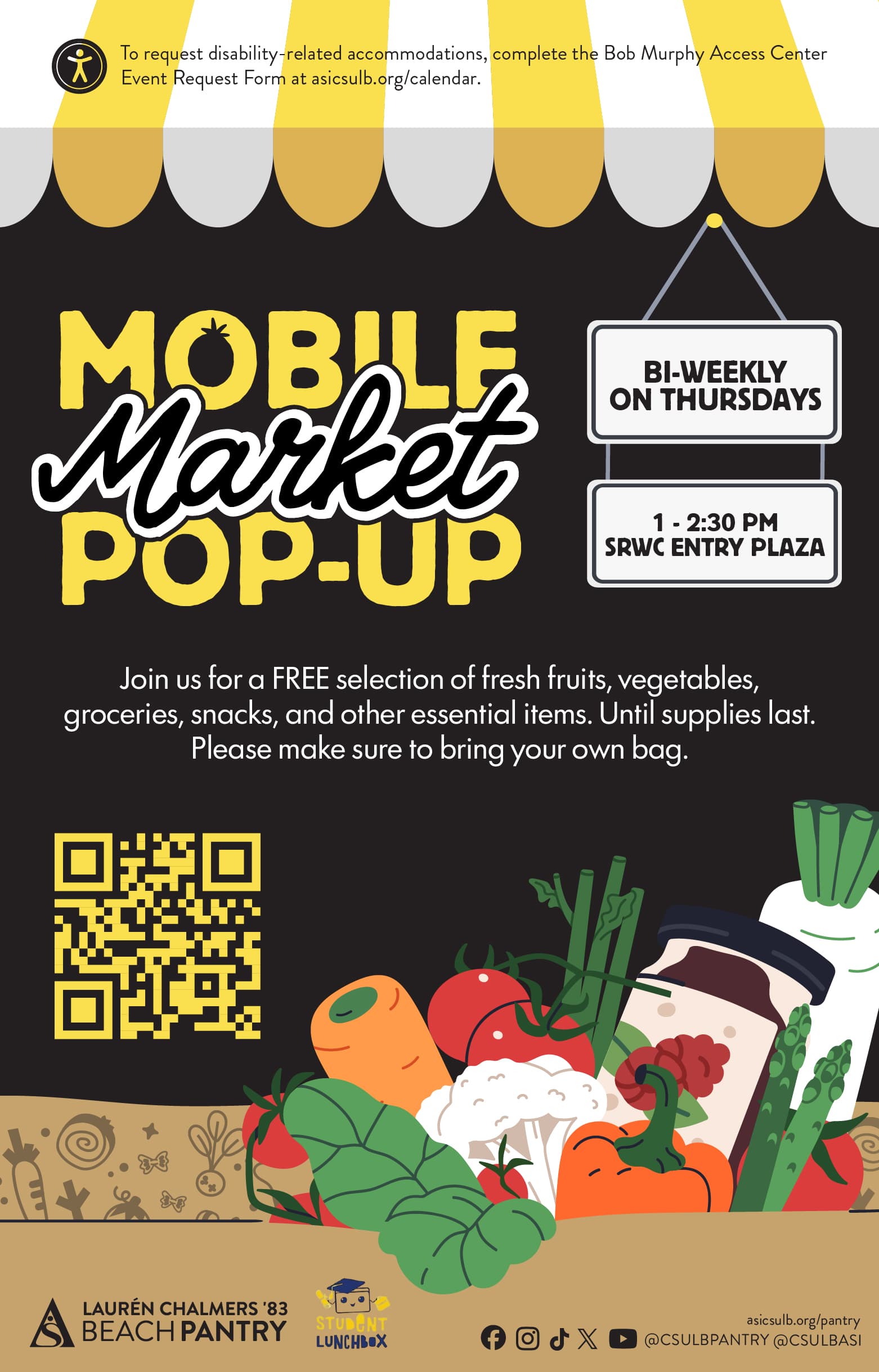 Mobile Market Pop-Up
Bi-weekly on Thursdays
1 to 2:30 p.m.
SRWC Entry Plaza
