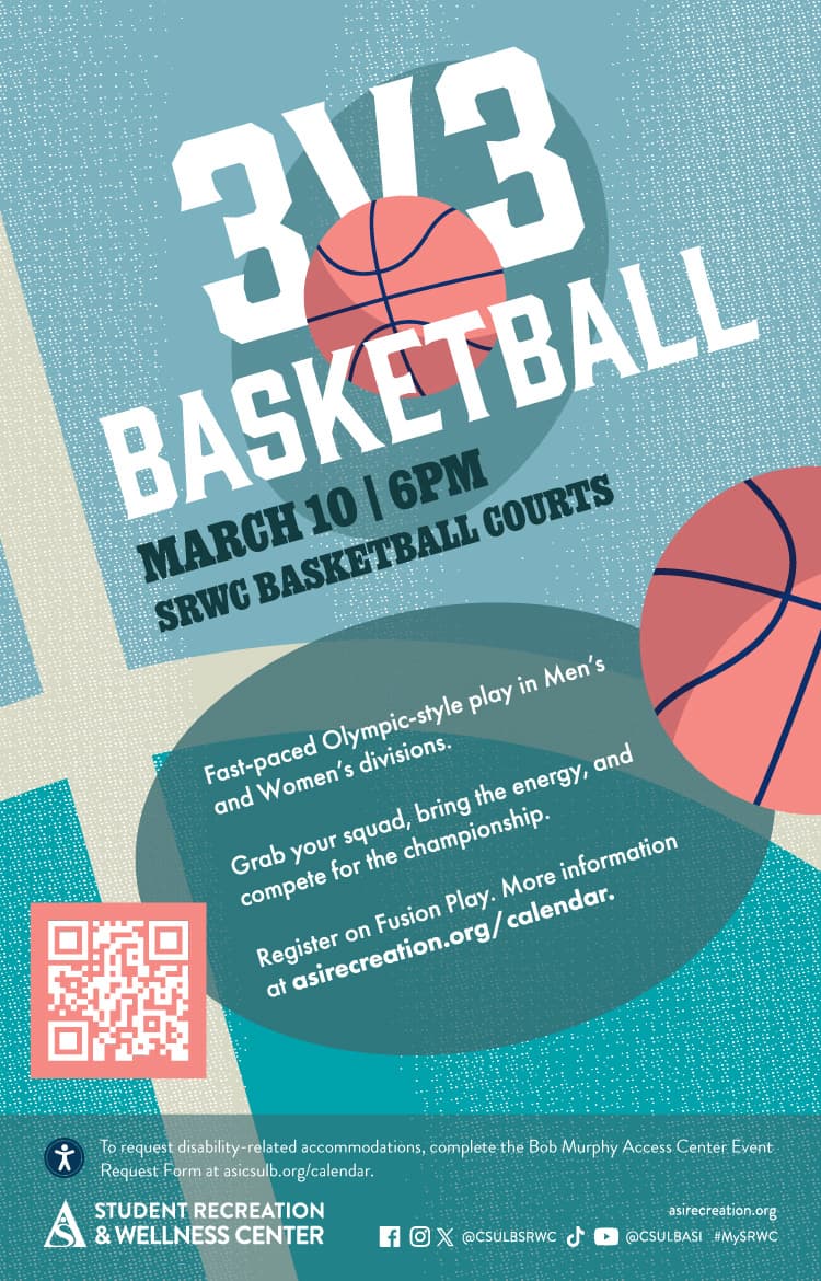 3v3 Basketball Tournament
March 10
6 p.m.
SRWC Basketball Courts Flier
