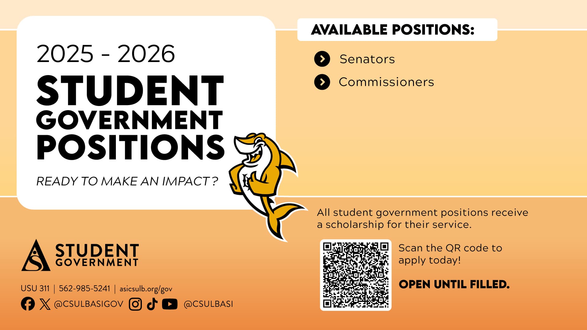 Student Gov Positions open
