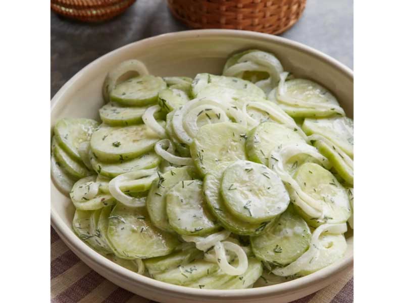 Creamy Cucumber Salad in bowl