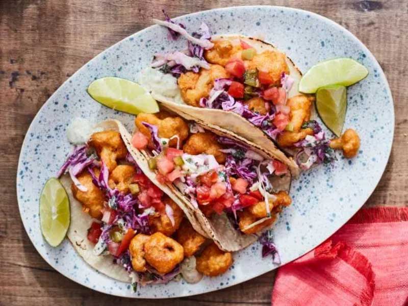 Crispy Cauliflower Tacos on plate