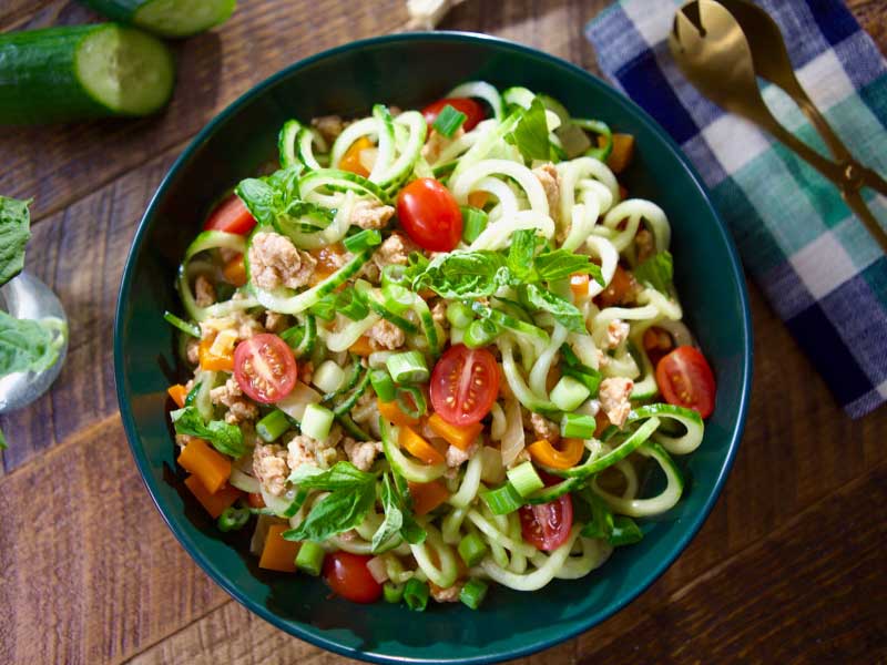 Drunken Cucumber Noodles in bowl