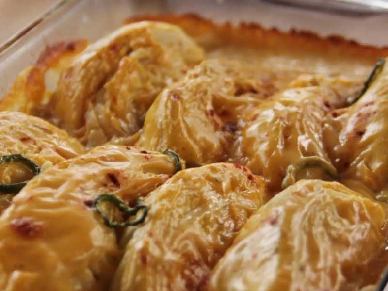 Escalloped Cabbage Casserole close up
