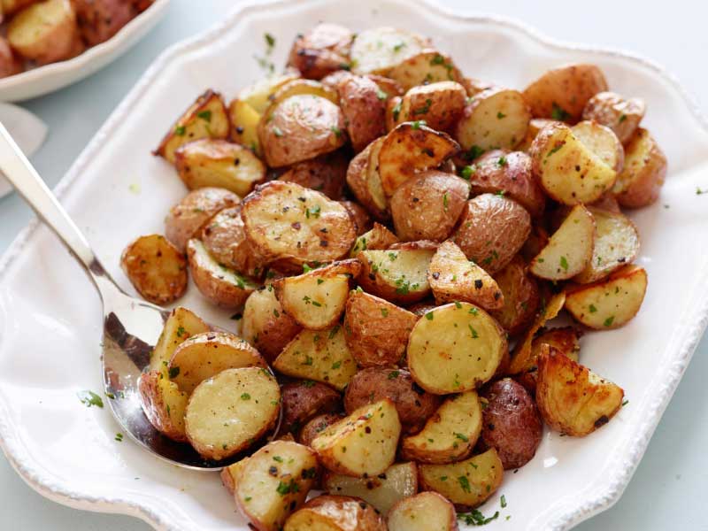 Garlic Roasted Potatoes on plate