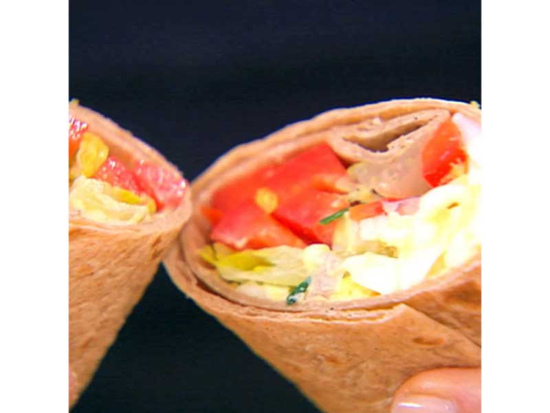 L.O.V.E. Wrap Sandwich cut in two