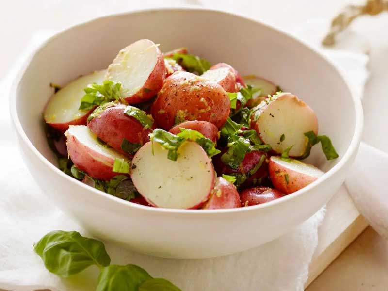 Lemon-Basil Potatoes in bowl