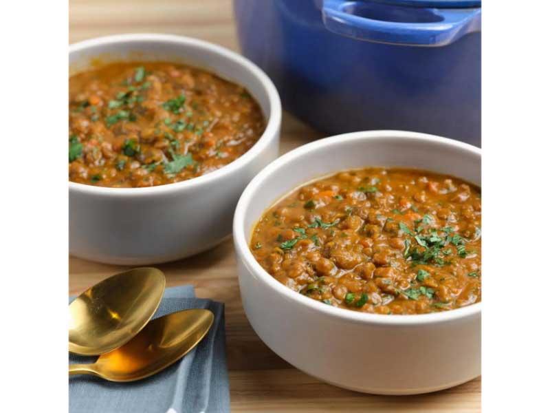 Lentil Soup with Oregano in bowls