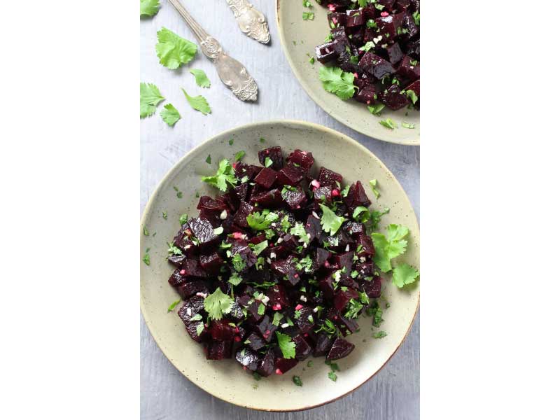 Mediterranean Beet Salad in bowls