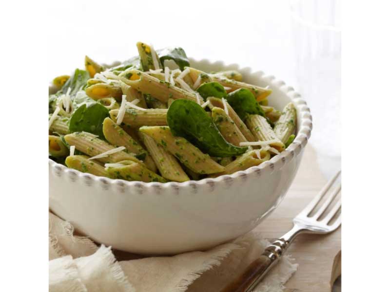Penne with Spinach Sauce in bowl