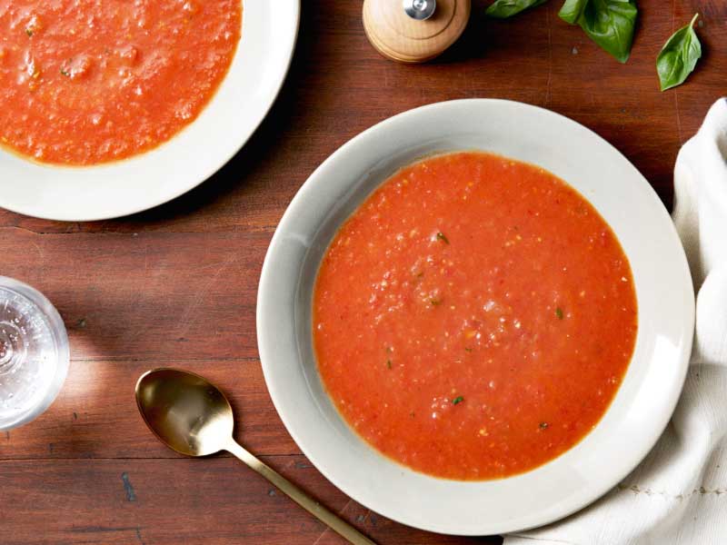 Roasted Tomato Basil Soup in bowl