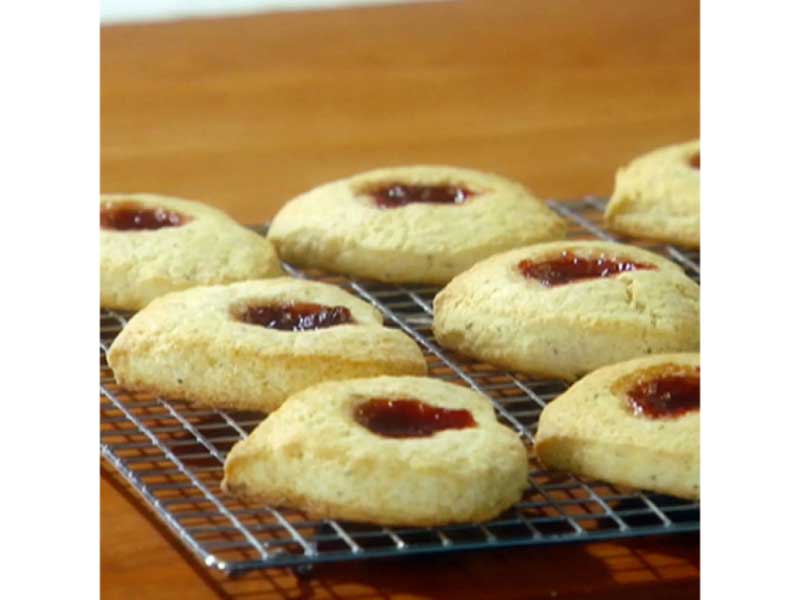 Strawberry and Rosemary Scones on cooling pan