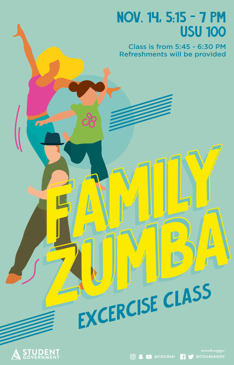 A student govenment family zumba excercise class poster.