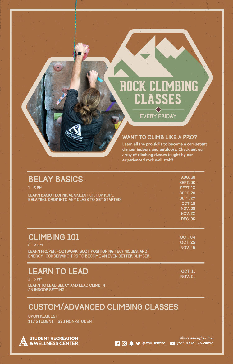 SRWC rock climbing classes poster