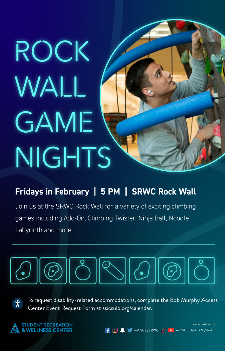 rock wall game nights event poster