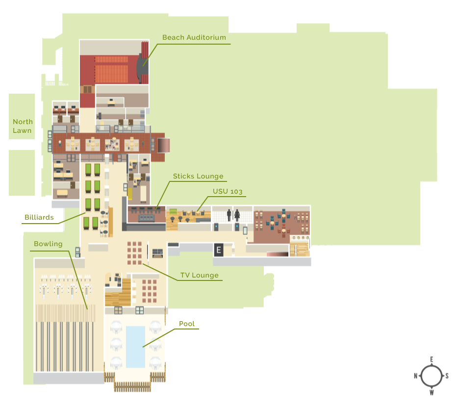 Floor Map of 1st Floor of the USU